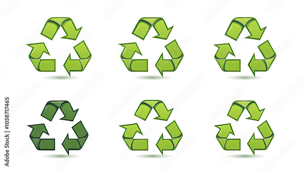Set of Simplified Green Recycle Symbols on Transparent Background Generative AI Set of Simplified Green Recycle Symbols on Transparent Background Generative AI