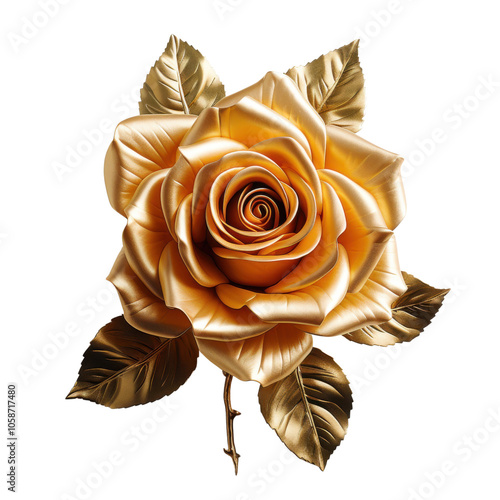 Gold Rose isolated on transparent background photo