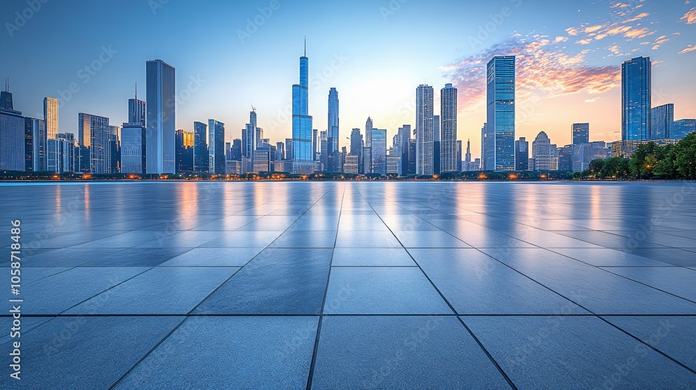 Manhattan, Dubai, Shanghai, and Hong Kong City Centers with Platforms, Roads, Parking Lots, and Brick Pavements for Car Advertisement Background Manhattan, Dubai, Shanghai, and Hong Kong City Centers with Platforms, Roads, Parking Lots, and Brick Pavements for Car Advertisement Background
