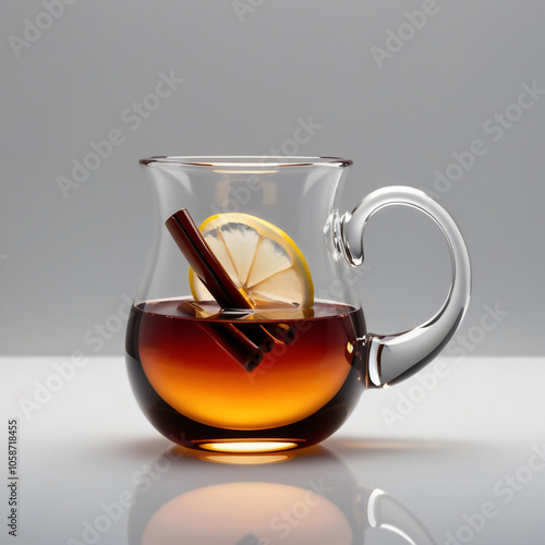 Elegant glass sculpture of a Hot Toddy drink featuring warm colors and inviting design, perfect for cozy settings and beverage art, generative ai photo