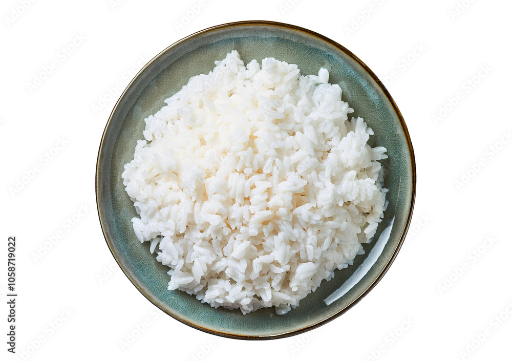 Cooked white rice isolated on transparent or white background Cooked white rice isolated on transparent or white background