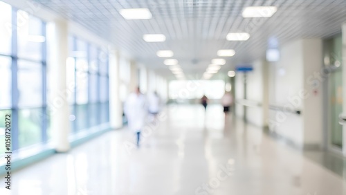 Blurred Hospital Corridor – A Bright and Modern Medical Environment