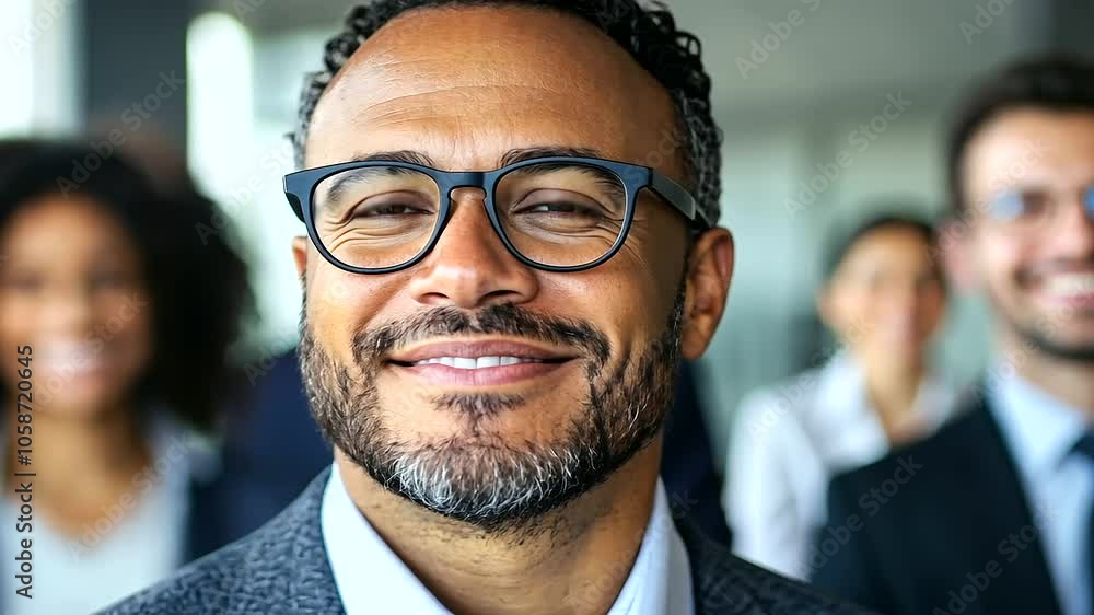 A confident businessman guides a diverse team in mastering inclusive leadership skills. A confident businessman guides a diverse team in mastering inclusive leadership skills.