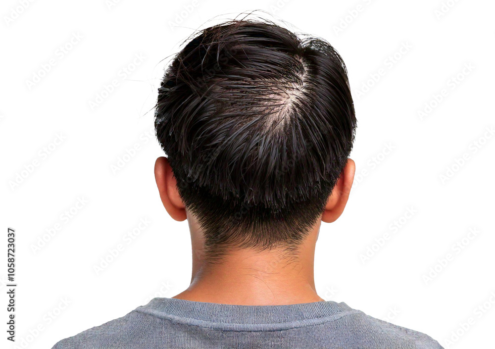 Man showing hair loss and restored hair side by side isolated on transparent or white background Man showing hair loss and restored hair side by side isolated on transparent or white background