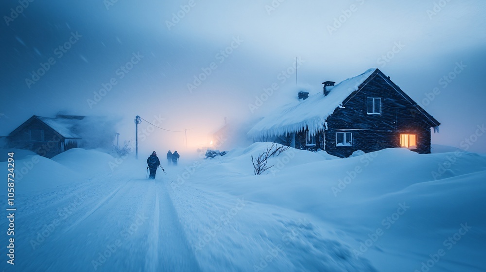 Winter's Embrace: Enchanting Blizzard in a Mountain Village Winter's Embrace: Enchanting Blizzard in a Mountain Village