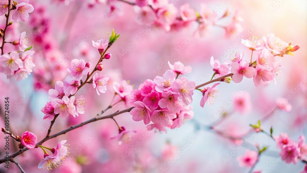Spring blossom branch isolated on pink background Spring blossom branch isolated on pink background