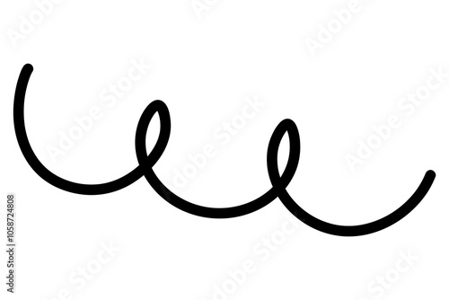 Spiral metal spring. Sketch. Black coil of wire twists outward. Vector illustration. Outline on isolated white background. Doodle style. Idea for web design.