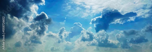 Beautiful cloud landscape, white and black clouds and light shining through the black clouds.