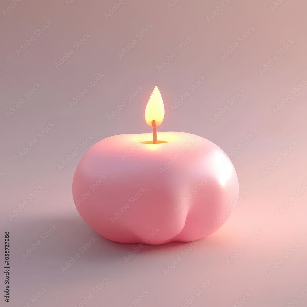 Glowing Pink Candle on a Peaceful Background Glowing Pink Candle on a Peaceful Background