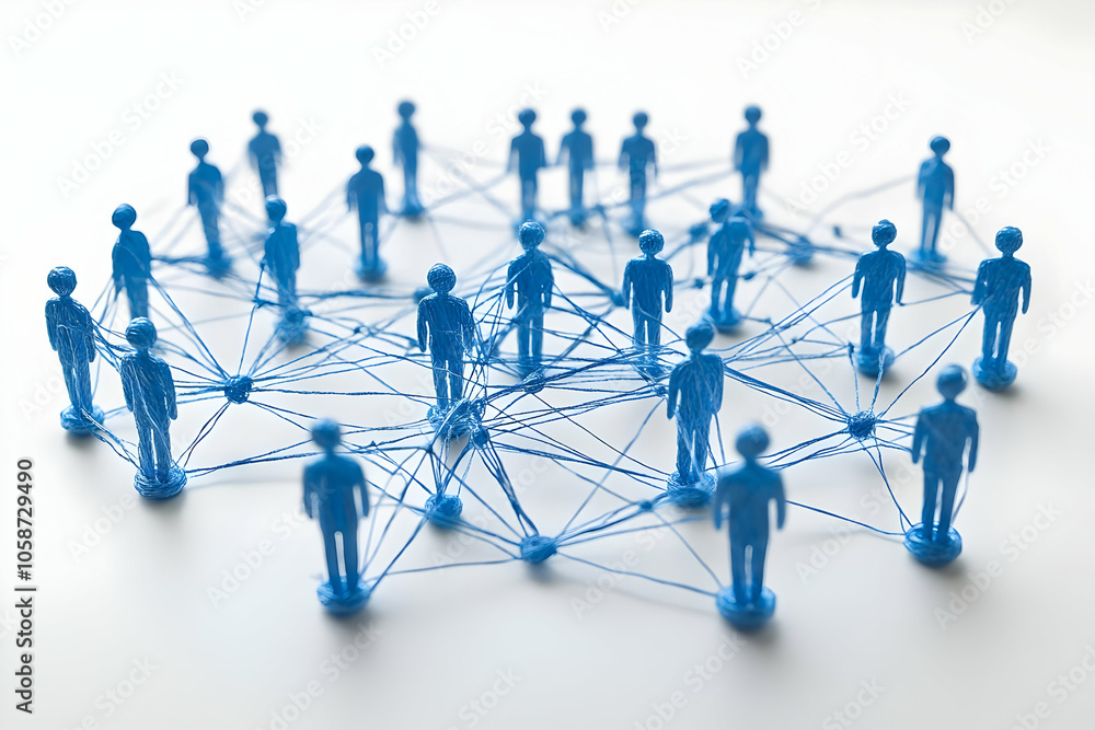 Network of Connected People Figurines Illustration Network of Connected People Figurines Illustration