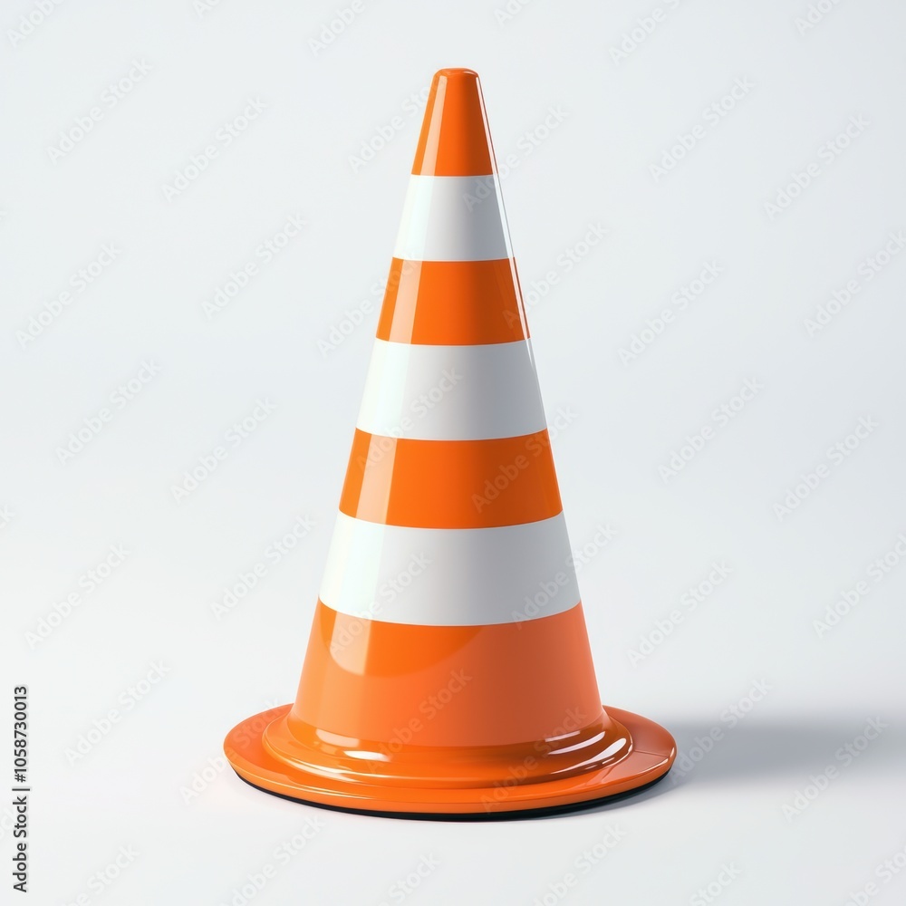Orange traffic cone on a white isolated background, symbolizing construction and road safety. Orange traffic cone on a white isolated background, symbolizing construction and road safety.