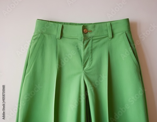 Stylish bright green trousers with pleats, perfect for a modern wardrobe.