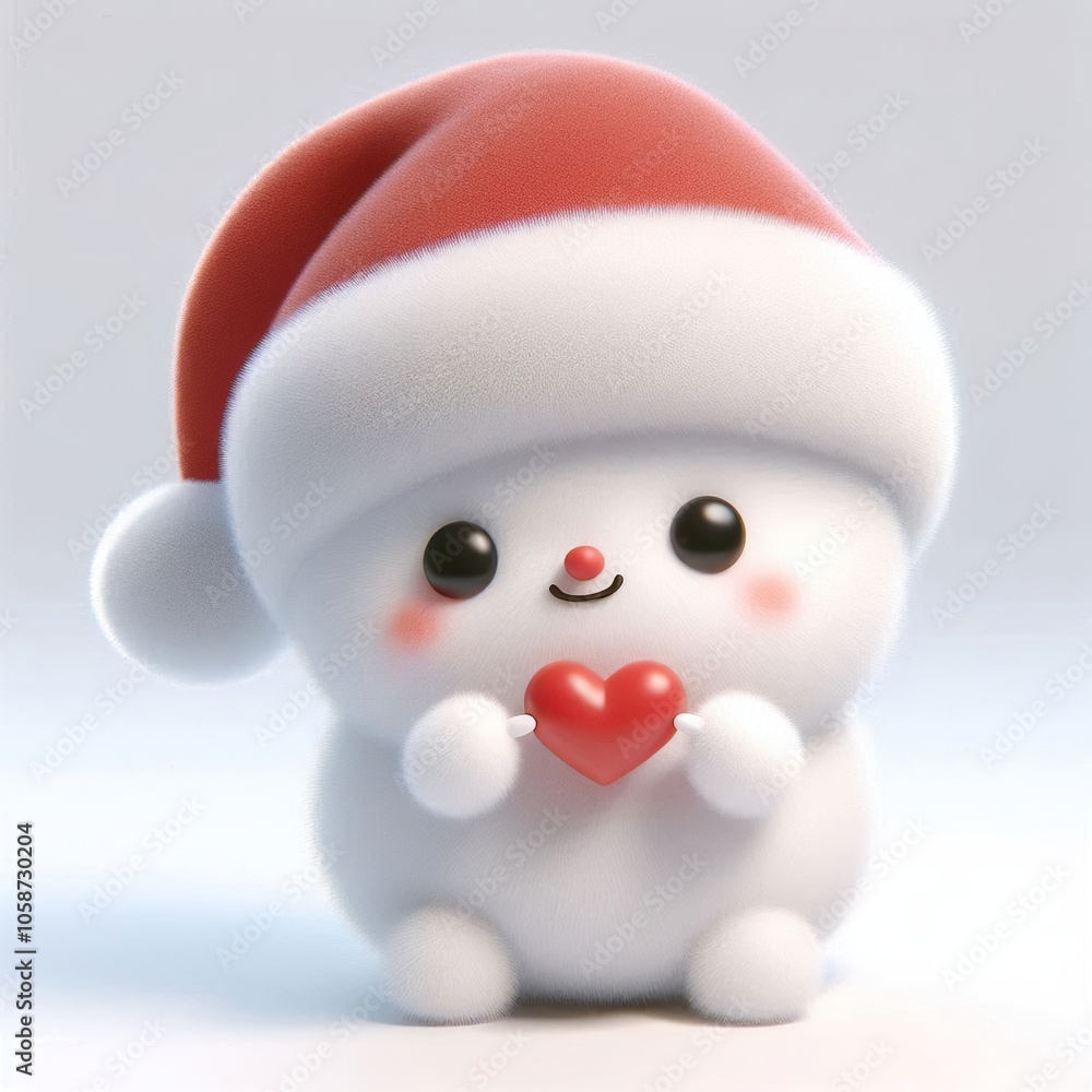 3d Cute fluffy christmas snowman doing mini heart pose, full body, white background 3d Cute fluffy christmas snowman doing mini heart pose, full body, white background