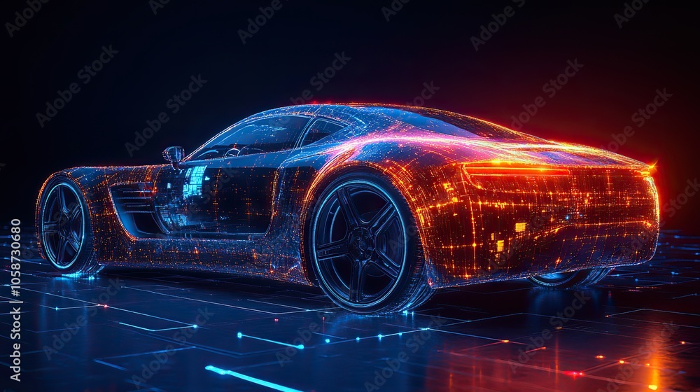 An abstract cosmic-themed depiction of an intelligent car symbolizing advanced tech An abstract cosmic-themed depiction of an intelligent car symbolizing advanced tech