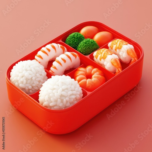 Vibrant Bento Box Filled with Colorful Japanese Delicacies photo