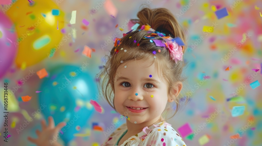 Cute little girl in colorful studio, AI generated image Cute little girl in colorful studio, AI generated image
