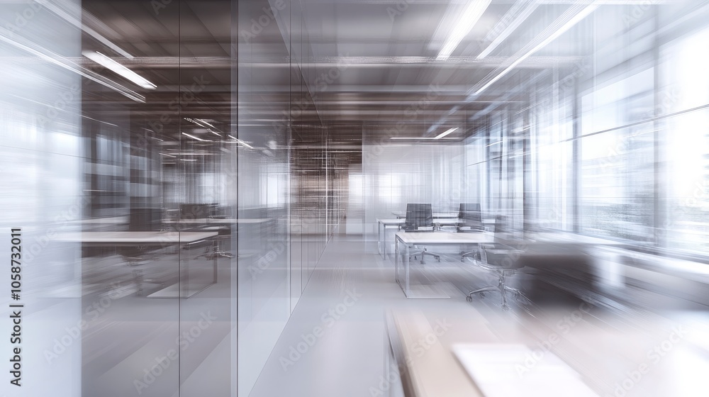 Blurred interior of modern office workplace a workspace design Blurred interior of modern office workplace a workspace design