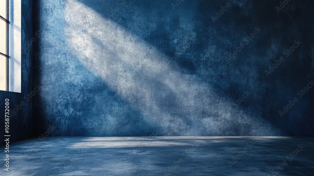 Blue cement studio wall featuring a dark textured background ideal for showcasing products in a showroom setting Blue cement studio wall featuring a dark textured background ideal for showcasing products in a showroom setting