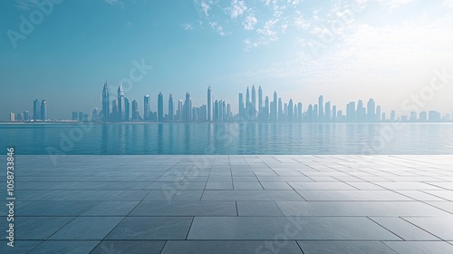 Manhattan, Dubai, Shanghai, and Hong Kong City Centers with Platforms, Roads, Parking Lots, and Brick Pavements for Car Advertisement Background