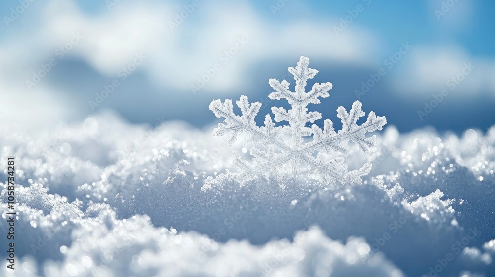 Blue sky with snowflakes winter background banner long Blue sky with snowflakes winter background banner long