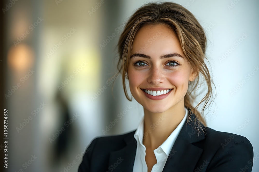 Confident Freckled Businesswoman Smiling Headshot with Natural Makeup Confident Freckled Businesswoman Smiling Headshot with Natural Makeup