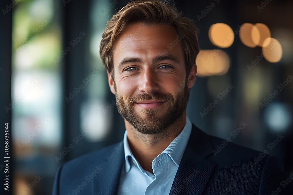 Confident Gentleman in Business Attire with Friendly Smile Confident Gentleman in Business Attire with Friendly Smile