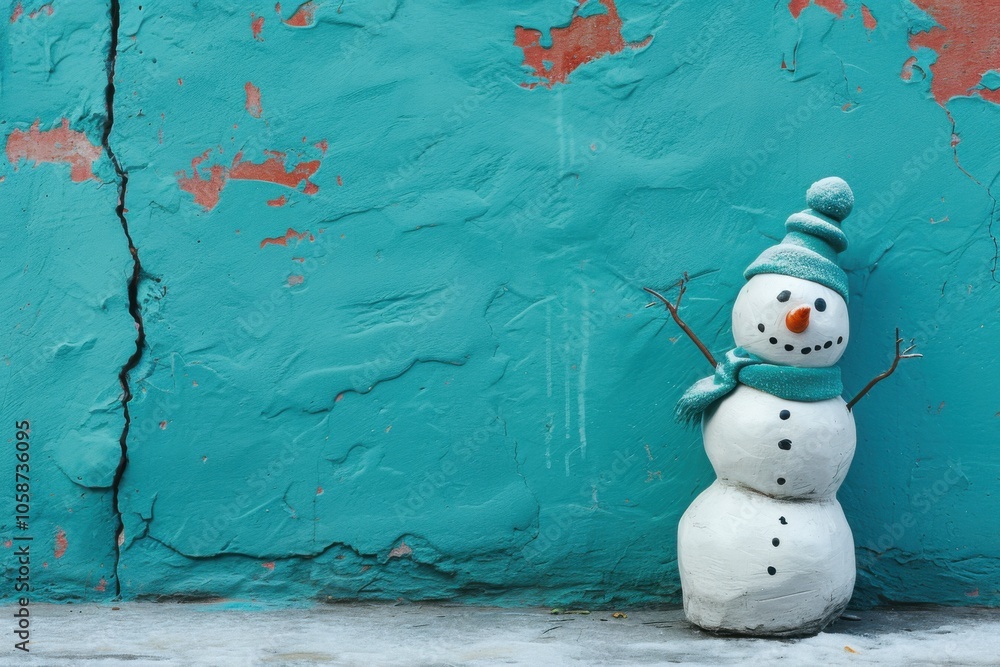 Snowman Costume Adult White Tabard Green Scarf Black Hat and Carrot Nose main image 1