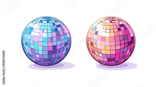 Vector Illustration of a Disco Ball Icon Party DJ Club, Isolated Design, white background