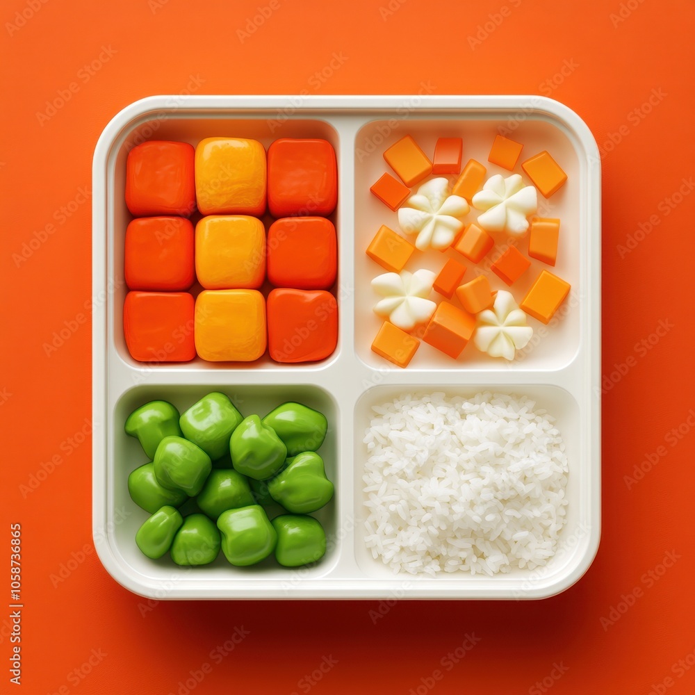 Vibrant Healthy Lunchbox with Carrots, Peppers, and Rice Vibrant Healthy Lunchbox with Carrots, Peppers, and Rice