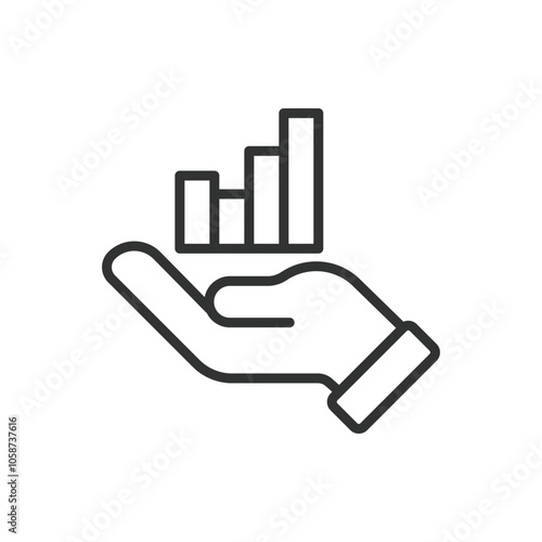 Chart analysis icon in line design. Chart, analysis, data, insights, statistics, trends, growth on white background vector. Chart analysis editable stroke icon