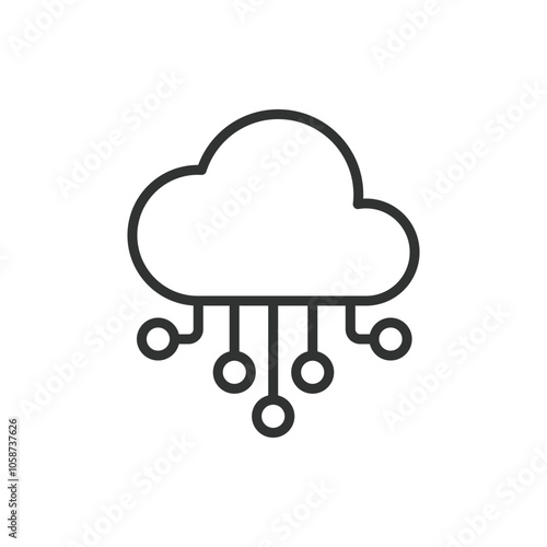 Cloud CRM icon in line design. Cloud, CRM, customer, relationship, management, software, data on white background vector. Cloud CRM editable stroke icon