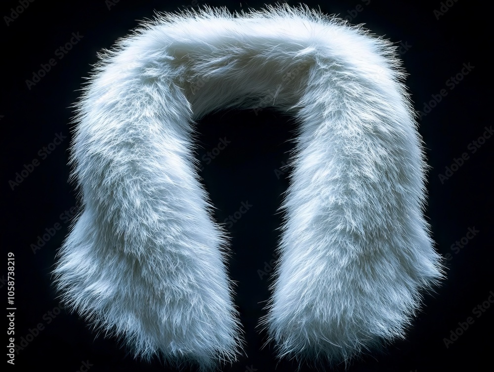 A white fur collar on a black background A white fur collar on a black background