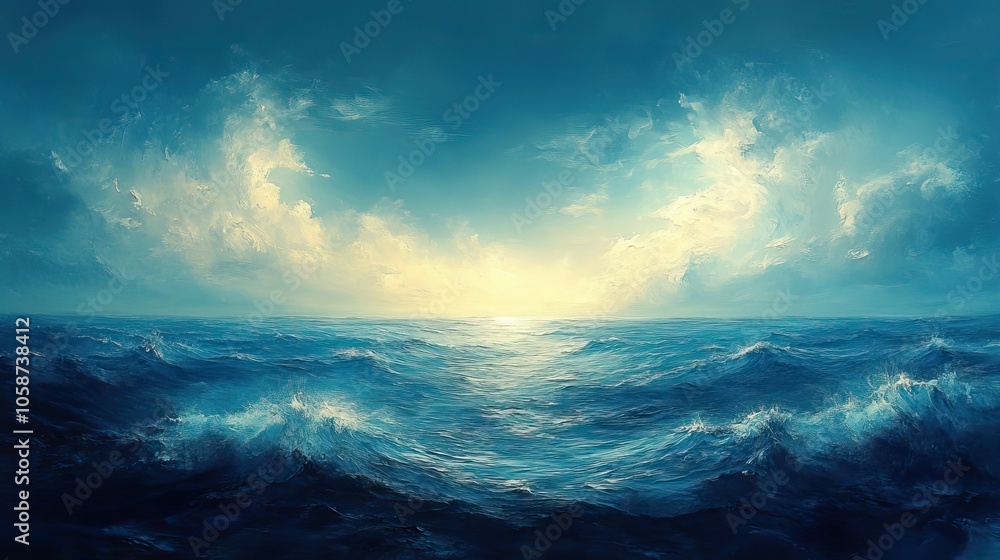 An artistic blend of deep seand sky elements, capturing the essence of the ocean An artistic blend of deep seand sky elements, capturing the essence of the ocean