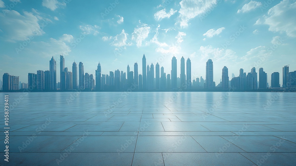 Manhattan, Dubai, Shanghai, and Hong Kong City Centers with Platforms, Roads, Parking Lots, and Brick Pavements for Car Advertisement Background Manhattan, Dubai, Shanghai, and Hong Kong City Centers with Platforms, Roads, Parking Lots, and Brick Pavements for Car Advertisement Background