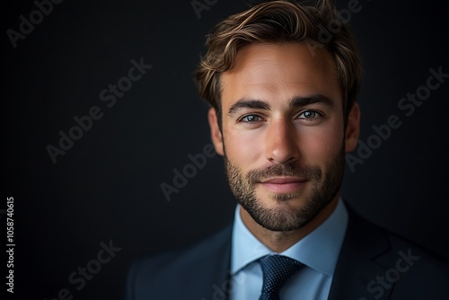 Confident Man in Suit and Tie - Focused Expression, Clean Shaven