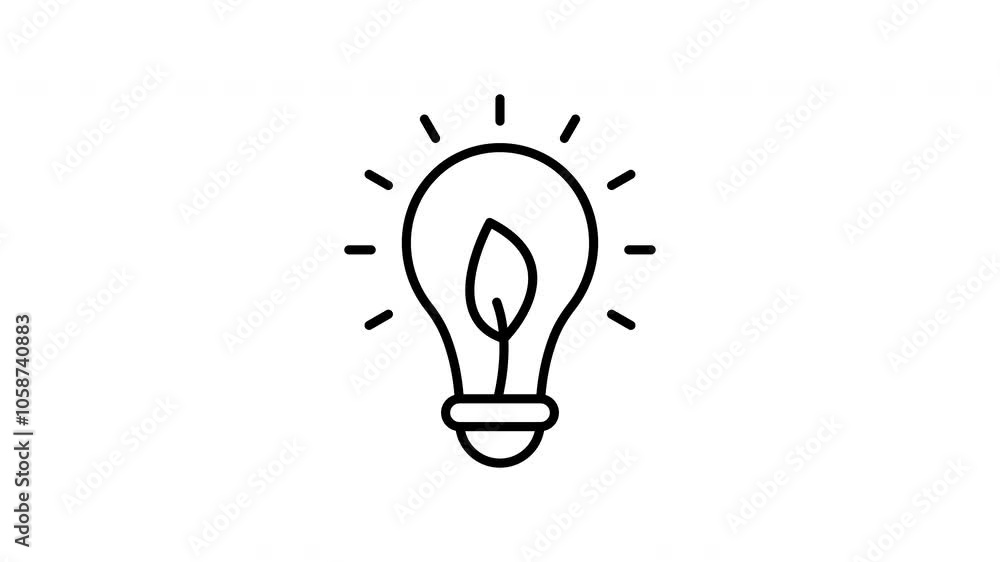 Energy saving lightbulb animated line icon. Black color line icon animation. 4K video with transparent background Energy saving lightbulb animated line icon. Black color line icon animation. 4K video with transparent background