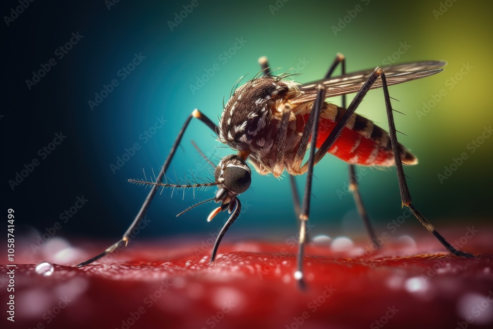 Close-up of a Mosquito Feeding on Blood Close-up of a Mosquito Feeding on Blood