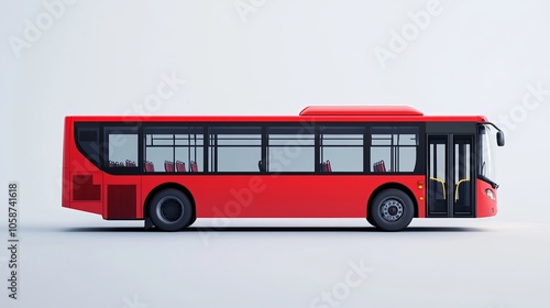 Isolated white vector template of a red bus, public transportation, city, tourist, and urban area in the United Kingdom. 