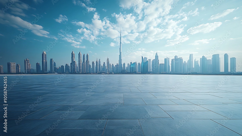 Manhattan, Dubai, Shanghai, and Hong Kong City Centers with Platforms, Roads, Parking Lots, and Brick Pavements for Car Advertisement Background Manhattan, Dubai, Shanghai, and Hong Kong City Centers with Platforms, Roads, Parking Lots, and Brick Pavements for Car Advertisement Background