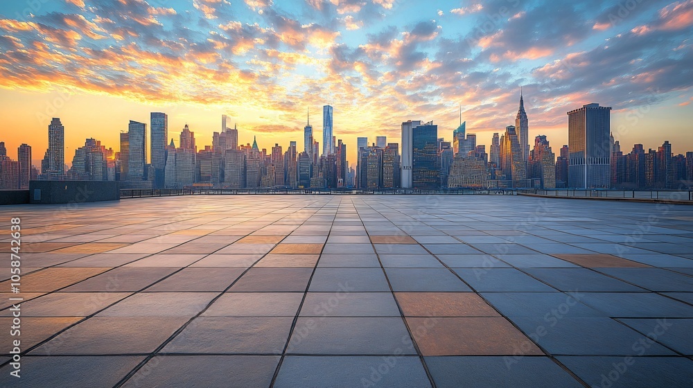 Manhattan, Dubai, Shanghai, and Hong Kong City Centers with Platforms, Roads, Parking Lots, and Brick Pavements for Car Advertisement Background Manhattan, Dubai, Shanghai, and Hong Kong City Centers with Platforms, Roads, Parking Lots, and Brick Pavements for Car Advertisement Background