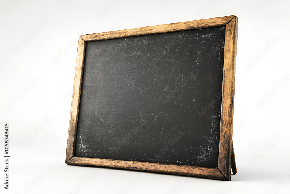 Fototapeta premium Small school wooden blank blackboard isolated on white background