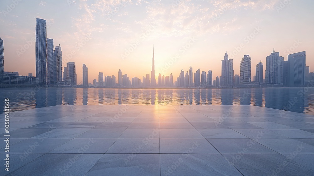 Manhattan, Dubai, Shanghai, and Hong Kong City Centers with Platforms, Roads, Parking Lots, and Brick Pavements for Car Advertisement Background Manhattan, Dubai, Shanghai, and Hong Kong City Centers with Platforms, Roads, Parking Lots, and Brick Pavements for Car Advertisement Background