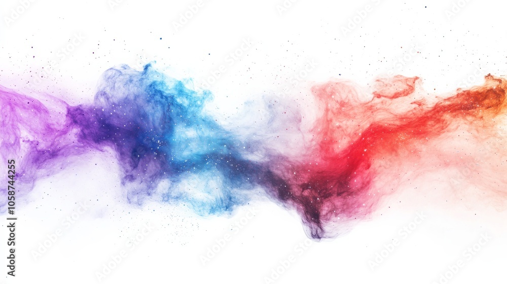 Fototapeta premium A colorful cloud of smoke with a white background