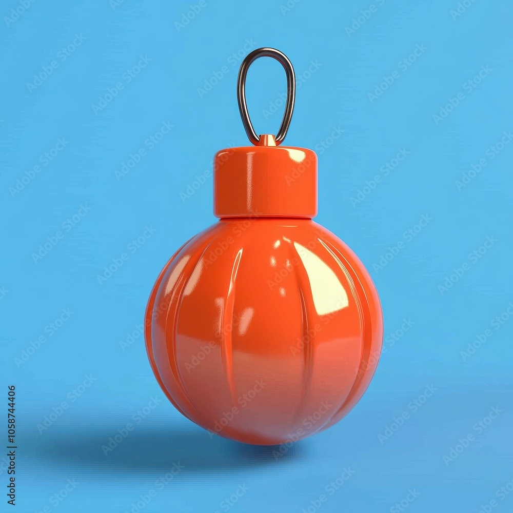 Vibrant Orange Ornament on Vivid Blue Background Vibrant Orange Ornament on Vivid Blue Background