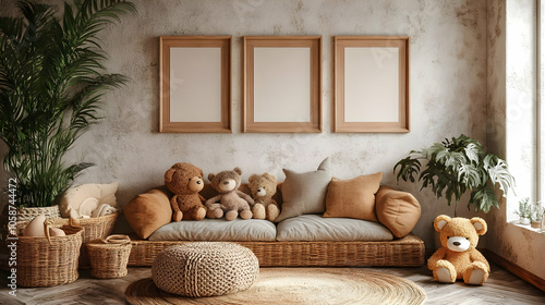 Boho Kids Room Illustration, Cozy Play Area