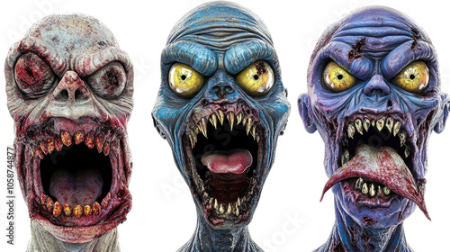 Zombie Creatures on Transparent Background Generative AI