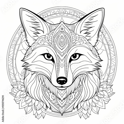 Creative Fox Mandala Coloring Page for Adults