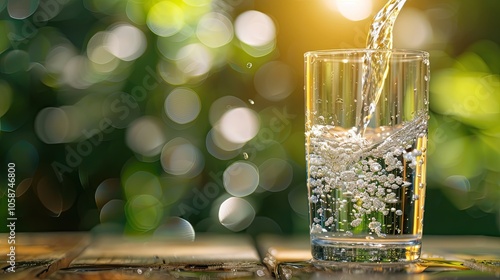 Stream of Clean Water Pouring Into a Glass, Symbolizing the Vital Role of Purification Technology in Providing Healthy, Refreshing Drinking Water That Tastes Great