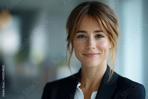 Confident Woman in Stylish Business Attire Smiling