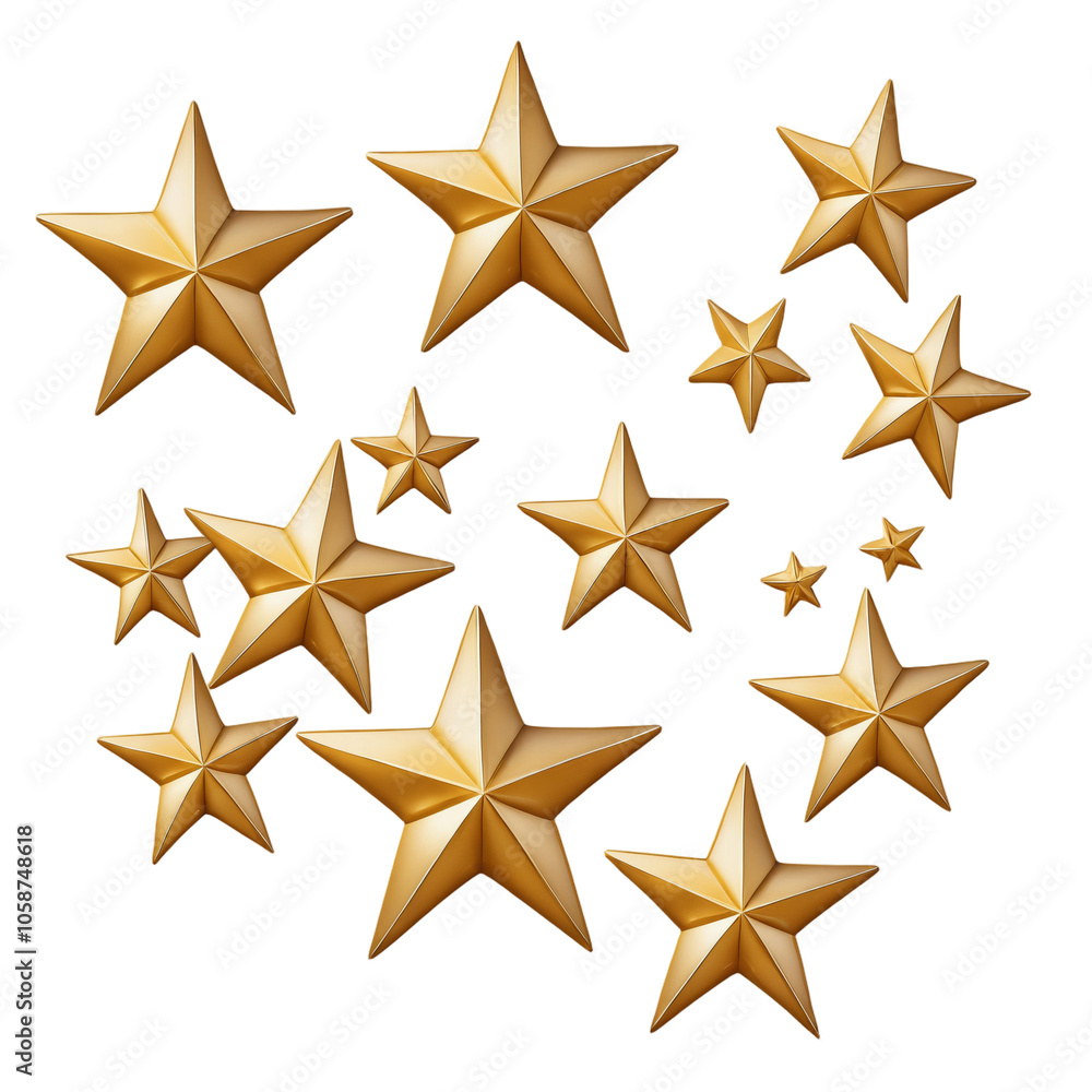 Golden Stars Symbol, Isolated on White Transparent Background, PNG Element. Golden Stars Symbol, Isolated on White Transparent Background, PNG Element.